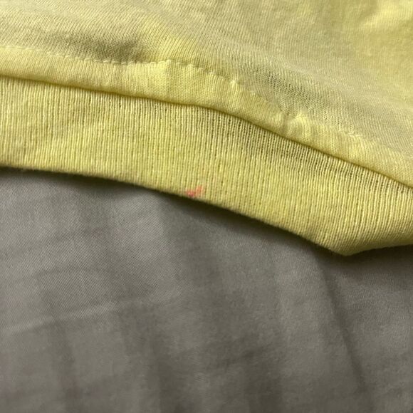 80s vintage custom canary yellow Hanes Fifty-Fifty tee shirt with splash print - Picture 8 of 12